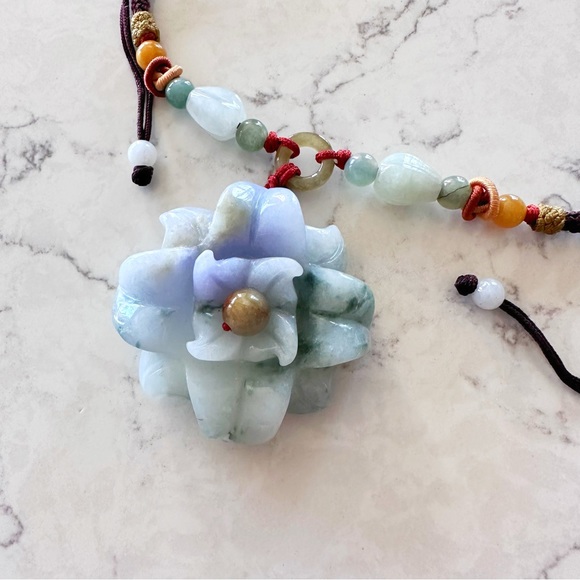 NEW Jadeite Flower Necklace Luck, Fortune & Protection - Picture 3 of 5